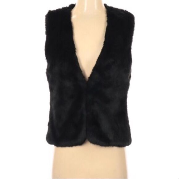 BCBGENERATION | Faux Fur Black Vest Size X-Small - Picture 1 of 12
